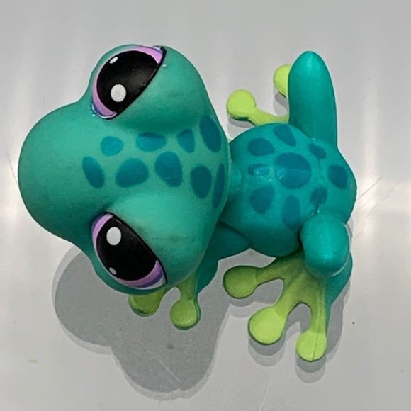 LPS Blue Green Spotted Frog Purple Eyes #155 Littlest Pet Shop 2004 Rainforest - Picture 6 of 8